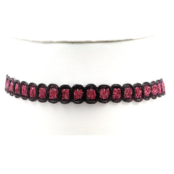 Dark Pink and Black Choker Adjustable Elegant Lace Chokers  (#15) - Picture 1 of 9